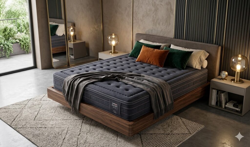 Materasso a Molle Indipendenti Falomo Karat de Luxe ambientata elegante