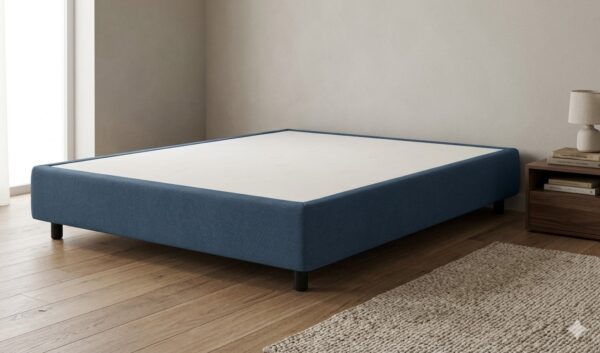 Letto Sommier Boxspring by Manifattura Falomo ambientata blu avio